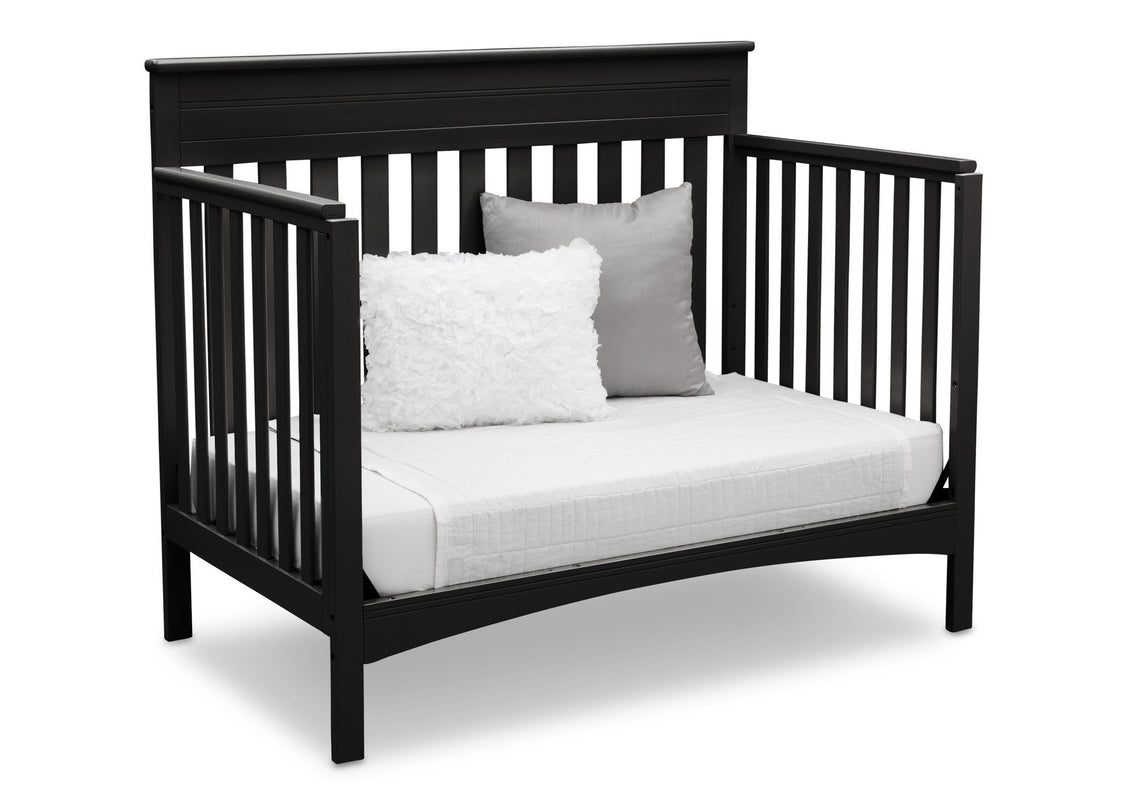 Delta Children Black (001) Fabio 4-in-1 Crib, Right View Daybed Conversion a4a
