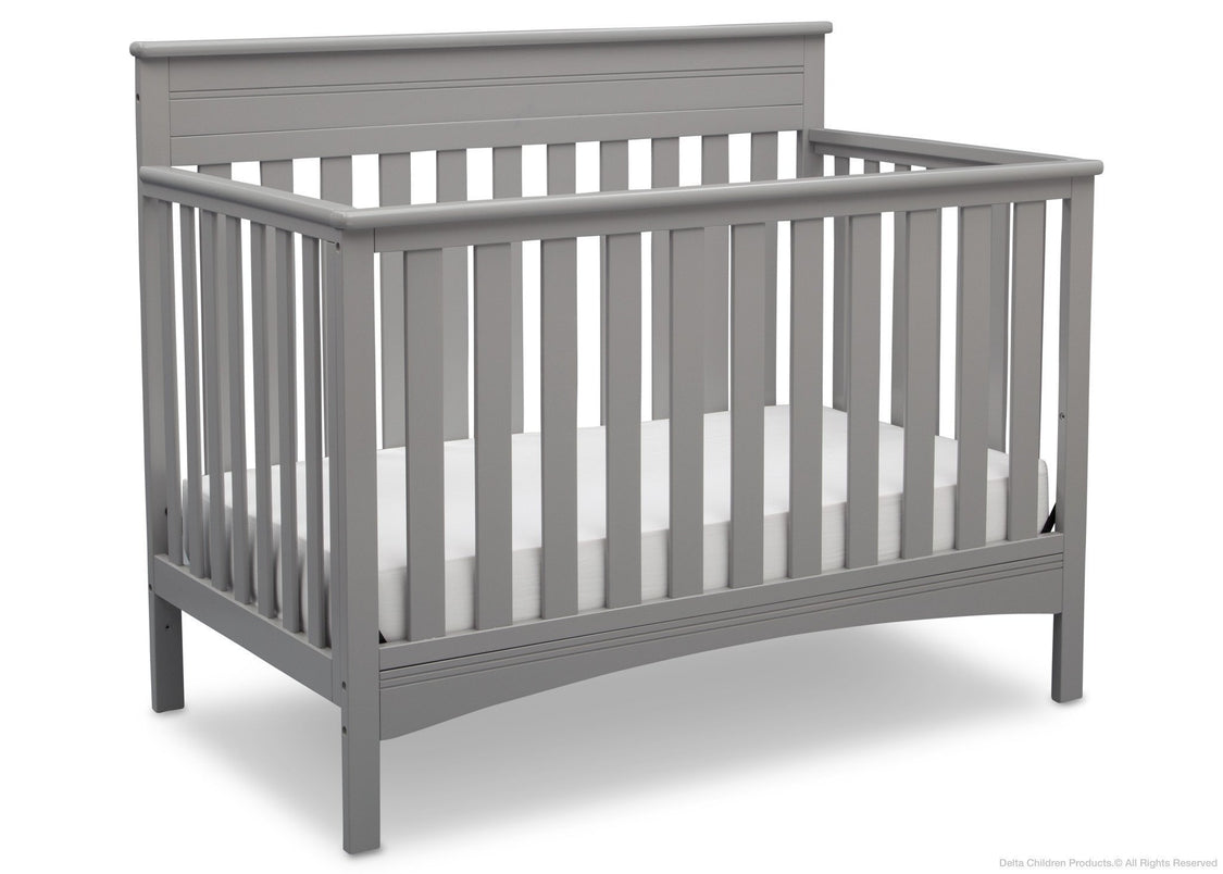 Delta Children Grey (026) Fabio 4-in-1 Crib Side View, Crib Conversion c3c