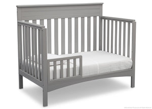 Delta Children Grey (026) Fabio 4-in-1 Crib Side View, Toddler Bed Conversion with Toddler Guardrail c4c 11-Fabio 4-in-1 Crib