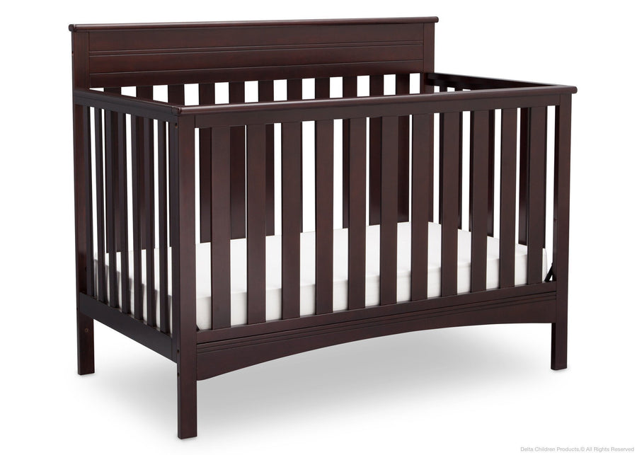 Delta Children Dark Chocolate (207) Fabio 4-in-1 Crib Side View, Crib Conversion d3d 23-Fabio 4-in-1 Crib