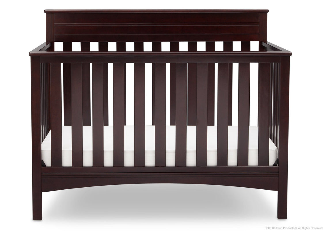 Delta Children Dark Chocolate (207) Fabio 4-in-1 Crib Front View, Crib Conversion d2d