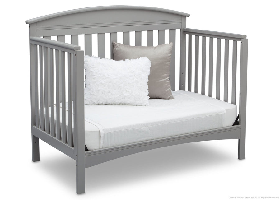 Delta Children Grey (026) Abby 4-in-1 Crib Daybed Conversion Side View a4a 4-Abby 4-in-1 Convertible Crib