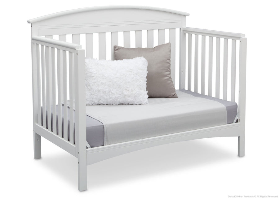 Delta Children Bianca White (130) Abby 4-in-1 Crib Daybed Conversion Side View b4b 11-Abby 4-in-1 Convertible Crib