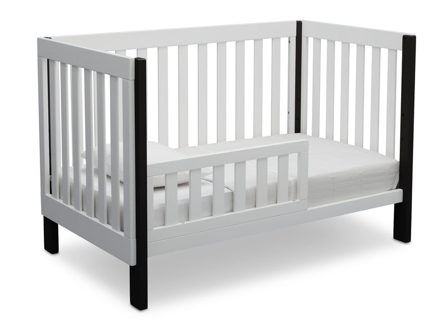 Delta Children Bianca with Ebony (149) Bellevue 3-in-1 Crib, Toddler Bed Angled View a5a 3-Bellevue 3-in-1 Crib