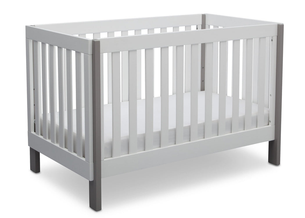 Delta Children Bianca with Grey (166) Bellevue 3-in-1 Crib, Angled Crib View b4b