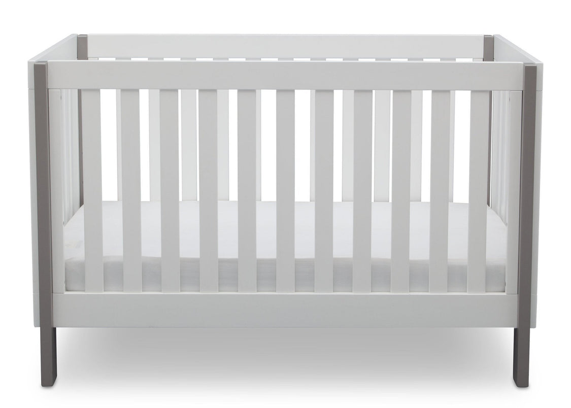 Delta Children Bianca with Grey (166) Bellevue 3-in-1 Crib, Front Crib View b3b
