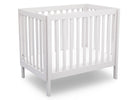 Delta Children White (130) Bennington Elite Mini Crib with Mattress, Angled View, a3a 4-Bennington Elite Mini Crib with Mattress