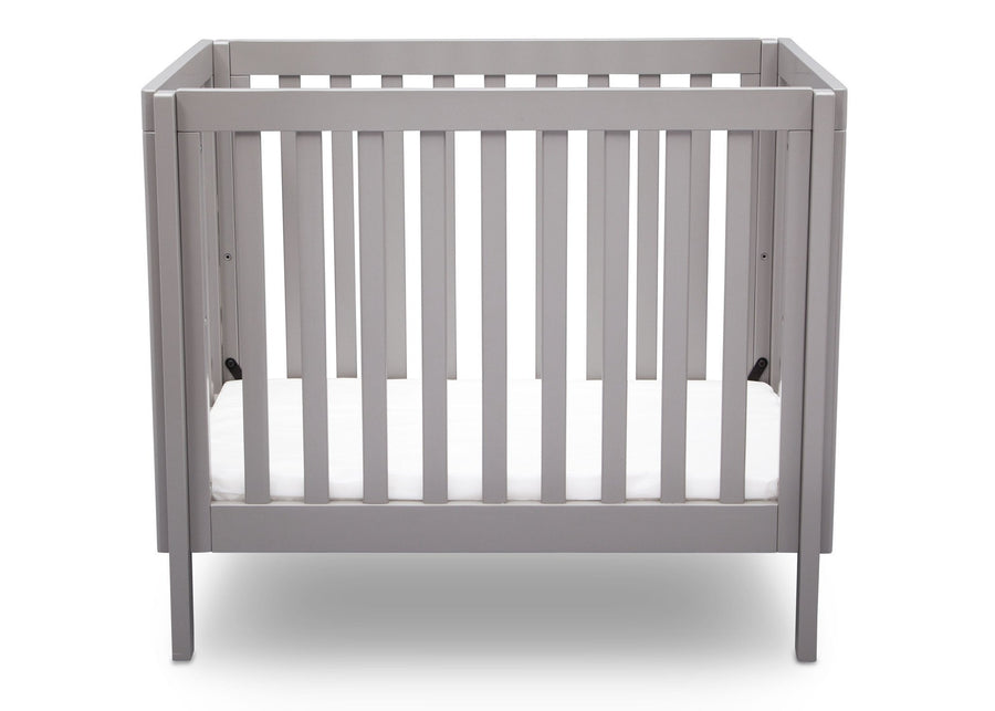 Delta Children Grey (180) Bennington Elite Mini Crib with Mattress, Front View, c2c 3-Bennington Elite Mini Crib with Mattress