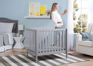 Delta Children Grey (180) Bennington Elite Mini Crib with Mattress 1