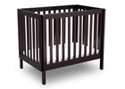 Delta Children Dark Espresso (958) Bennington Elite Mini Crib with Mattress, Angled View, b3b 6-Bennington Elite Mini Crib with Mattress