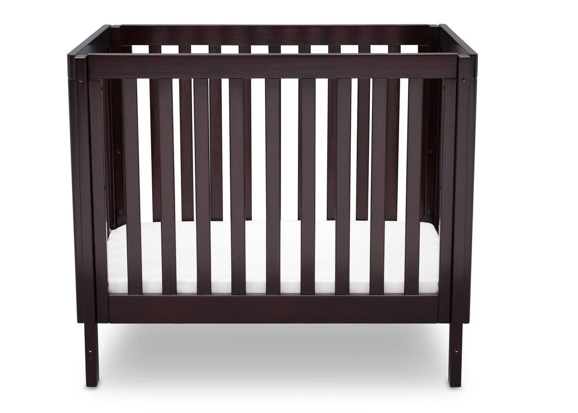 Delta Children Dark Espresso (958) Bennington Elite Mini Crib with Mattress, Front View, b2b