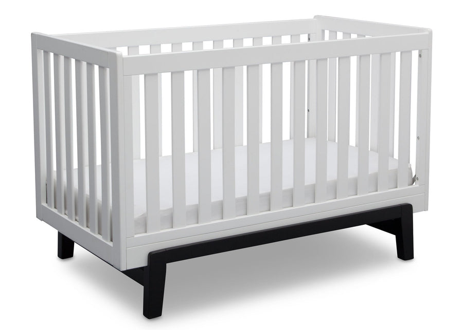 Delta Children Bianca White with Ebony (149) Aster 3-in-1 Crib, Angled Crib View a4a 4-Aster 3-in-1 Convertible Crib