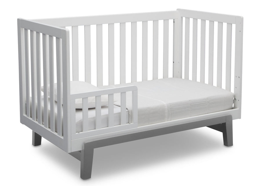Delta Children Bianca White with Grey (166) Aster 3-in-1 Crib, Toddler Bed Conversion b6b 11-Aster 3-in-1 Convertible Crib