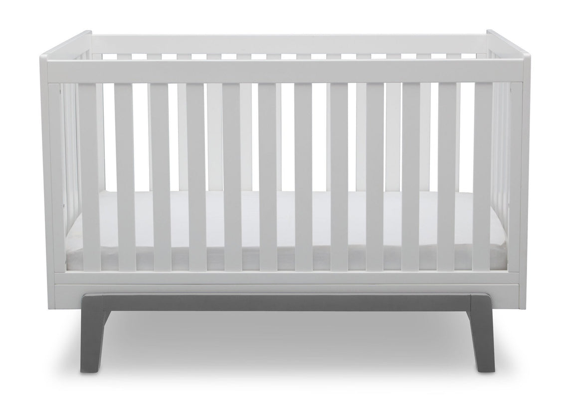 Delta Children Bianca White with Grey (166) Aster 3-in-1 Crib, Straight Crib View b3b