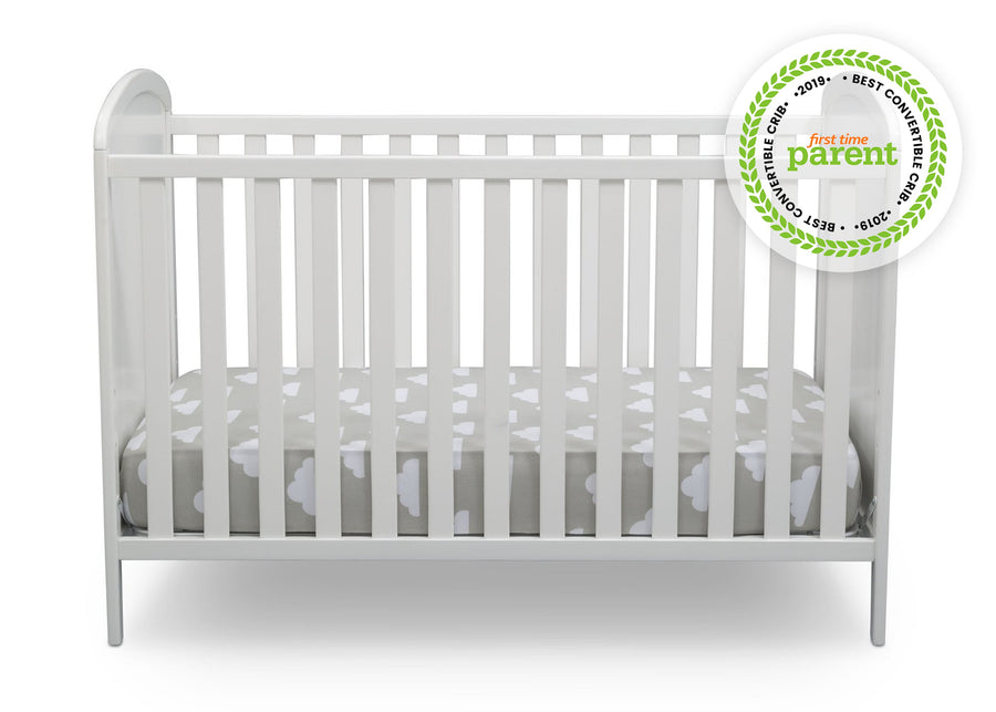 Delta Children Bianca White with Pooh 1301 Disney Winnie The Pooh 3-in-1 Convertible Baby Crib by Delta Children, Front Crib View a2a 2-Disney Winnie The Pooh 3-in-1 Convertible Crib