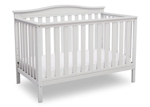 Delta Children Bianca White (130) Independence 4-in-1 Convertible Crib, Angled Crib View b4b 10-Independence 4-in-1 Convertible Crib