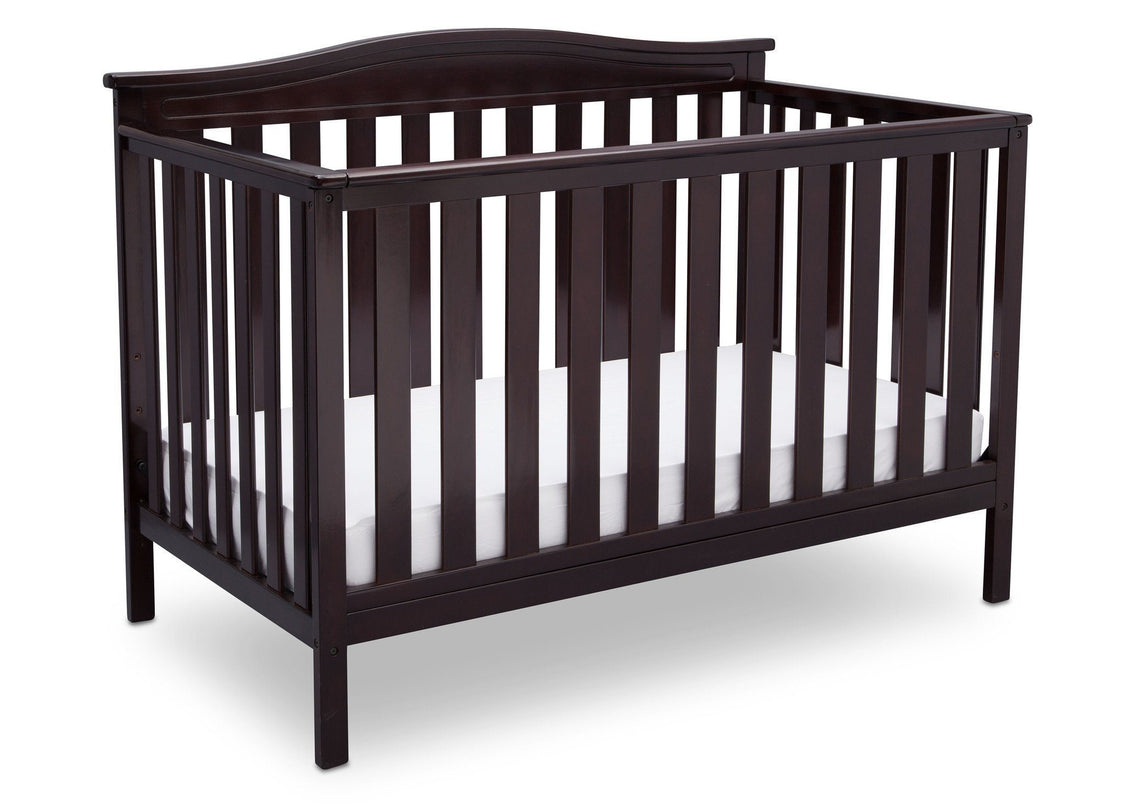 Delta Children Dark Chocolate (207) Independence 4-in-1 Convertible Crib, Angled Crib View c4c