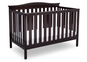 Delta Children Dark Chocolate (207) Independence 4-in-1 Convertible Crib, Angled Crib View c4c 16-Independence 4-in-1 Convertible Crib