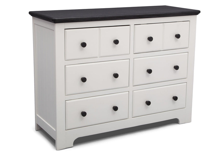 Delta Children Bianca with Rustic Ebony (135) Providence 6 Drawer Dresser, Angled View a3a 1-Providence 6 Drawer Dresser