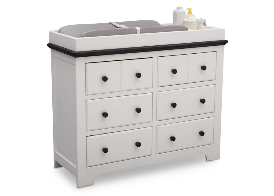 Delta Children Bianca with Rustic Ebony (135) Providence 6 Drawer Dresser, with Changing Tray a4a 3-Providence 6 Drawer Dresser