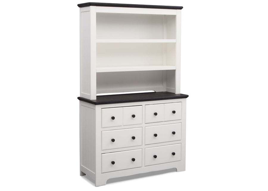 Delta Children Bianca with Rustic Ebony (135) Providence 6 Drawer Dresser, with Bookcase/Hutch a5a 4-Providence 6 Drawer Dresser