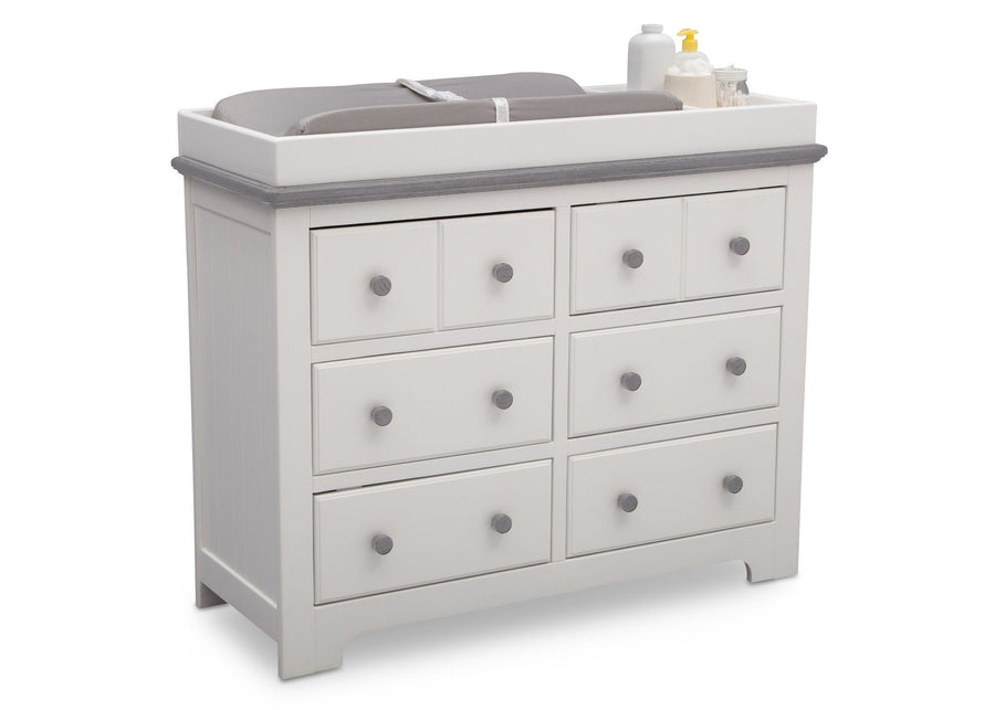 Delta Children Bianca with Rustic Haze (136) Providence 6 Drawer Dresser, with Changing Tray b4b 7-Providence 6 Drawer Dresser