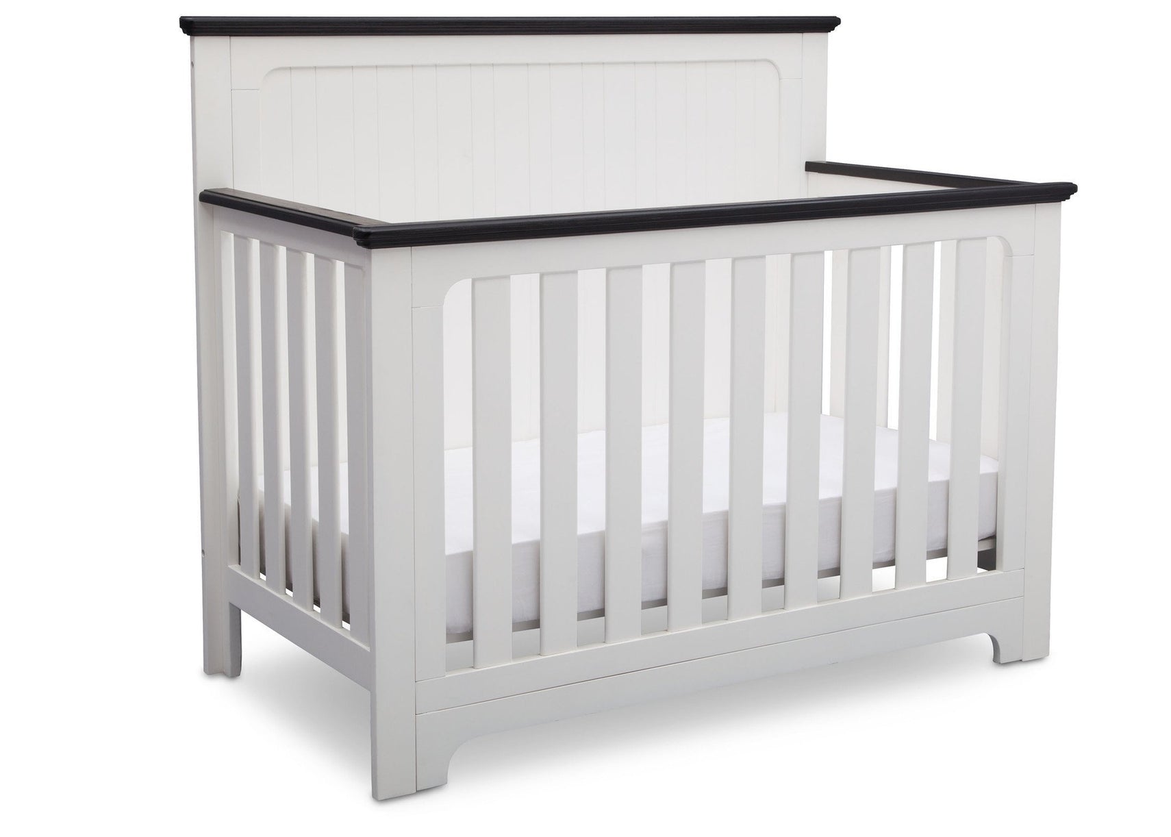 Delta Children Bianca with Rustic Ebony (135) Providence 4-in-1 Crib, Angled View a4a