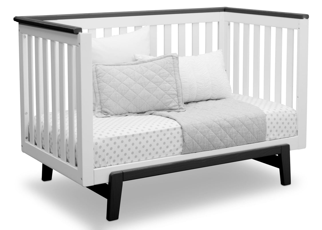 Delta Children Bianca with Rustic Ebony (135) Providence Classic 4-in-1 Convertible Crib (548650), Day Bed, a5a