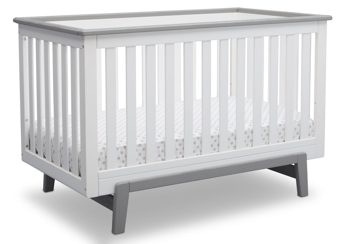 Delta Children Bianca with Rustic Haze (136) Providence Classic 4-in-1 Convertible Crib (548650), Right Angle, b3b
