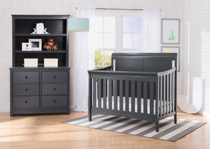 Delta Children Charcoal Grey (029) Bennington Elite Sleigh 4-in-1 Convertible Crib (550650), Room, a1a 2-Bennington Elite Sleigh 4-in-1 Convertible Crib