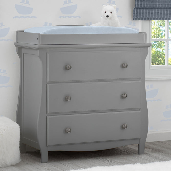 Delta Children Grey (026) Lancaster 3 Drawer Dresser with Changing Top (552030) 0-Lancaster 3 Drawer Dresser with Changing Top