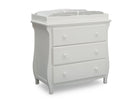 Delta Children Bianca White (130) Lancaster 3 Drawer Dresser with Changing Top (552030), Side View, b3b 7-Lancaster 3 Drawer Dresser with Changing Top
