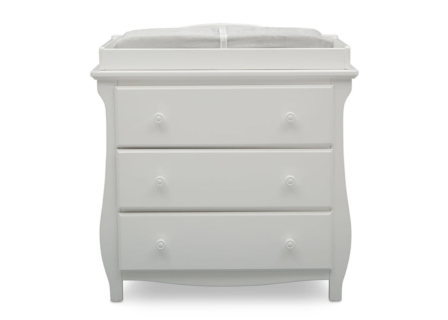 DCB: Bianca White (130) 6-Lancaster 3 Drawer Dresser with Changing Top
