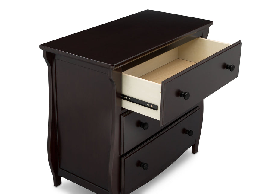 Delta Children Dark Chocolate (207) Lancaster 3 Drawer Dresser with Changing Top (552030), Detail, c4c 12-Lancaster 3 Drawer Dresser with Changing Top