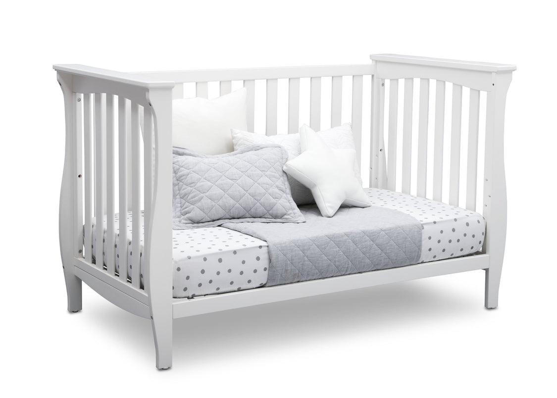 Delta Children Bianca White (130) Lancaster 3-in-1 Convertible Crib (552330), Daybed, b4b