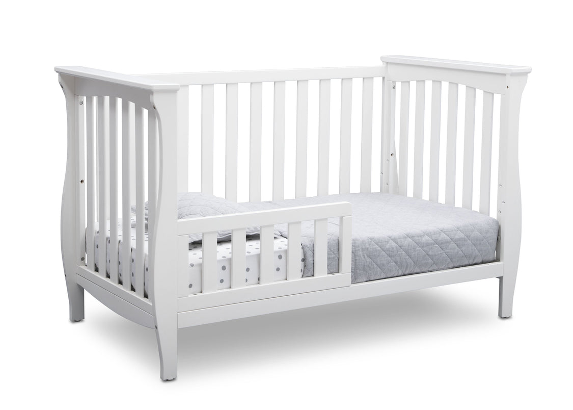 Delta Children Bianca White (130) Lancaster 3-in-1 Convertible Crib (552330), Toddler Bed, b5b