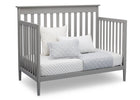 Delta Children Grey (026) Greyson Signature 4-in-1 Crib, angled conversion to daybed, a4a 4-Greyson Signature 4-in-1 Convertible Crib