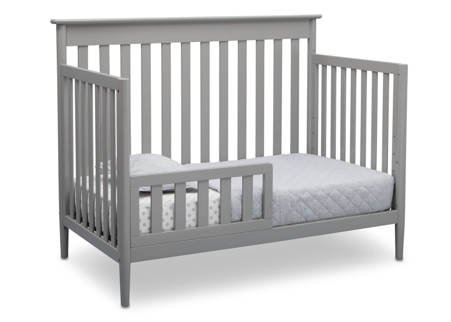 Delta Children Grey (026) Greyson Signature 4-in-1 Crib, angled conversion to toddler bed, a5a 5-Greyson Signature 4-in-1 Convertible Crib