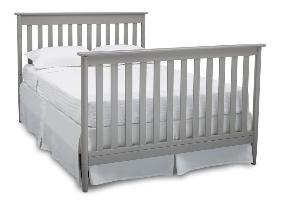 Delta Children Grey (026) Greyson Signature 4-in-1 Crib, angled conversion to full size bed, a6a 6-Greyson Signature 4-in-1 Convertible Crib