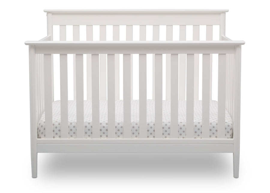 Delta Children Bianca White (130) Greyson Signature 4-in-1 Crib, front view, b2b 9-Greyson Signature 4-in-1 Convertible Crib