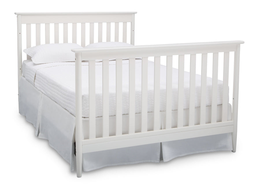 Delta Children Bianca White (130) Greyson Signature 4-in-1 Crib, angled conversion to full size bed, b6b 11-Greyson Signature 4-in-1 Convertible Crib