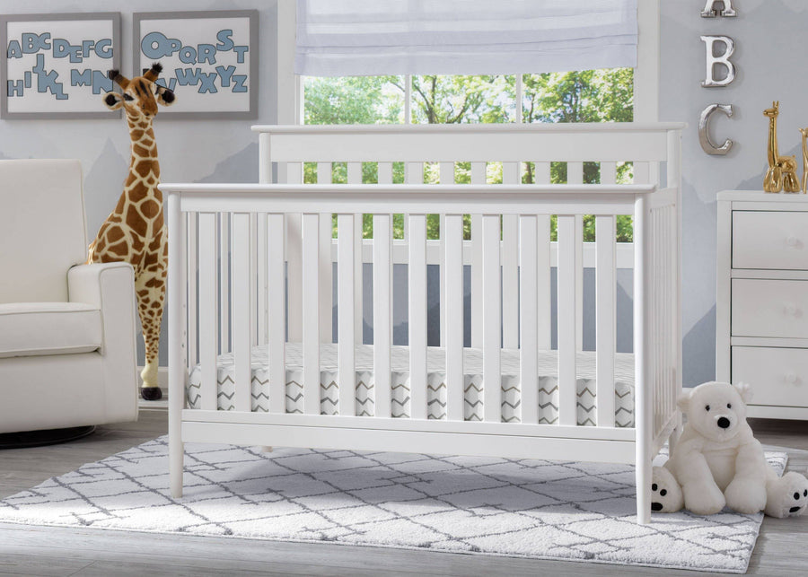 Delta Children Bianca White (130) Greyson Signature 4-in-1 Crib, Room View b1b 7-Greyson Signature 4-in-1 Convertible Crib