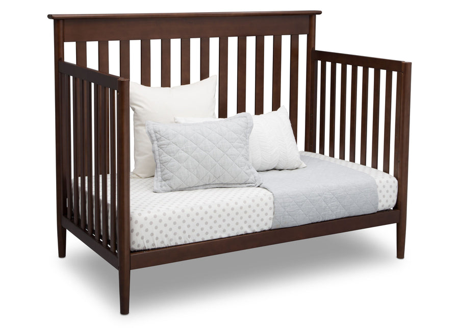 Delta Children Walnut (1316)) Greyson Signature 4-in-1 Crib, angled conversion to daybed, d4d 22-Greyson Signature 4-in-1 Convertible Crib