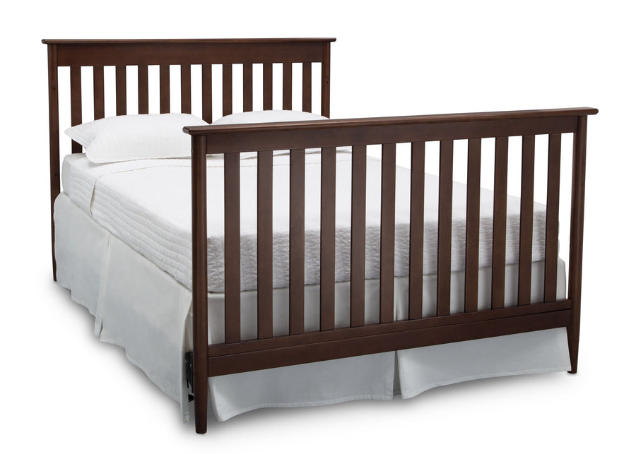 Delta Children Walnut (1316)) Greyson Signature 4-in-1 Crib, angled conversion to full size bed, d6d 23-Greyson Signature 4-in-1 Convertible Crib