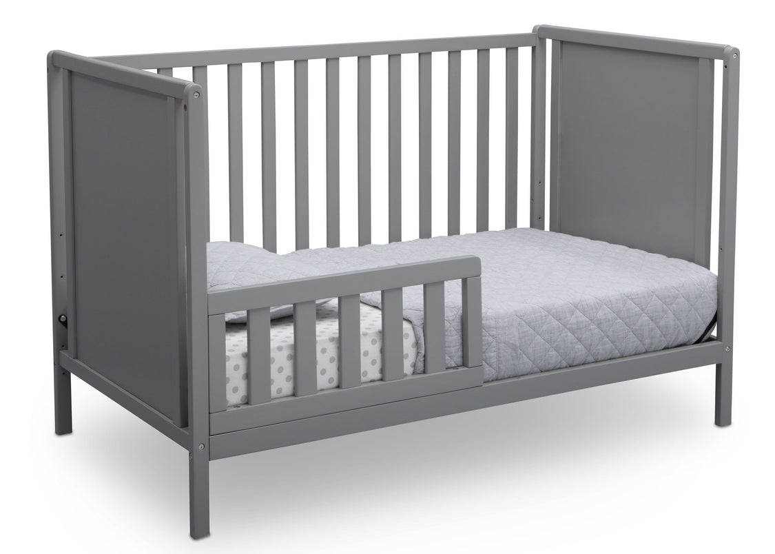 Delta Children Grey (026) Heartland Classic 4-in-1 Convertible Crib, Toddler Bed Angle, a4a