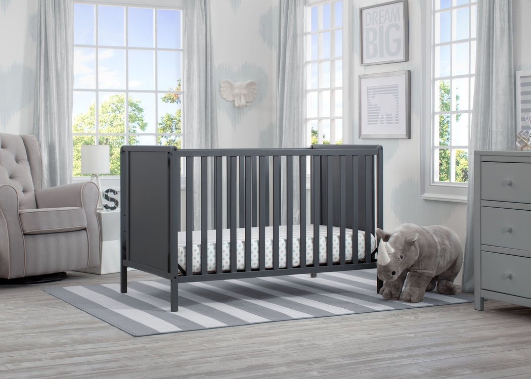 Delta Children Charcoal Grey (029) Heartland Classic 4-in-1 Convertible Crib, Room b1b