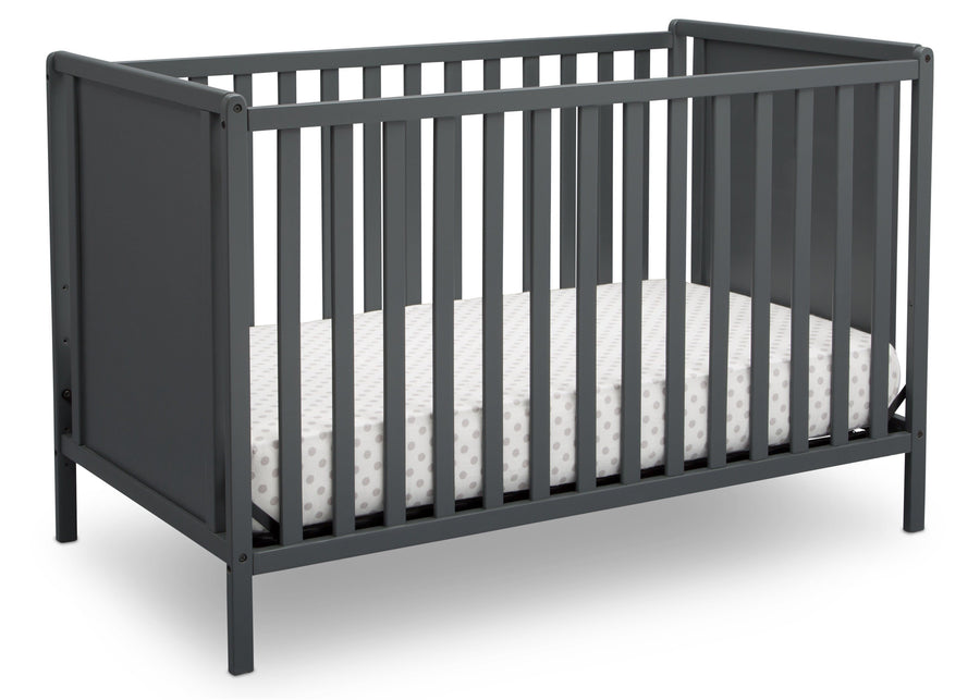 Delta Children Charcoal Grey (029) Heartland Classic 4-in-1 Convertible Crib, Crib Angle, b3b 9-Heartland Classic 4-in-1 Convertible Crib