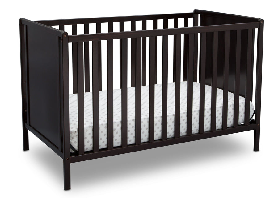 Delta Children Dark Chocolate (207) Heartland Classic 4-in-1 Convertible Crib, Crib Angle, d3d 21-Heartland Classic 4-in-1 Convertible Crib