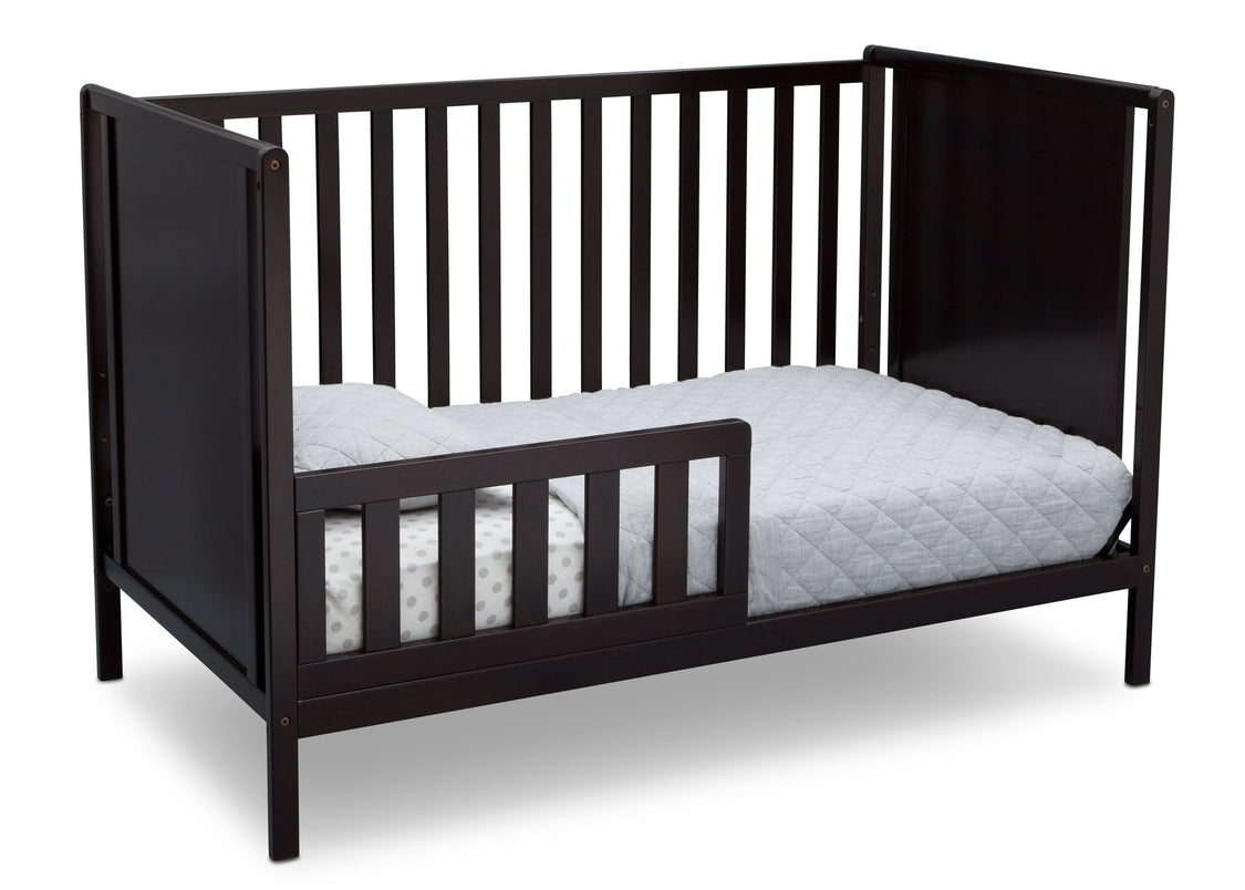 Delta Children Dark Chocolate (207) Heartland Classic 4-in-1 Convertible Crib, Toddler Bed Angle, d4d