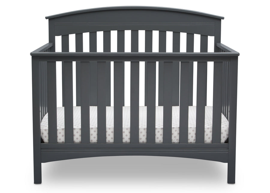 Delta Children Charcoal Grey (029) Bennington Elite Arched 4-in-1 Convertible Crib, Crib Front, a2a 2-Bennington Elite Arched 4-in-1 Convertible Crib